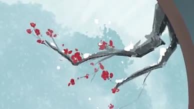 古风主题梅花大雪节气视频的预览图